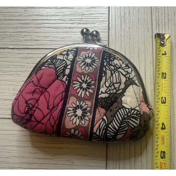 Vera Bradley "MOCHA ROSE"  Double Kisslock Coin Purse.‎ RETIRED PATTERN. 90s - Picture 8 of 9